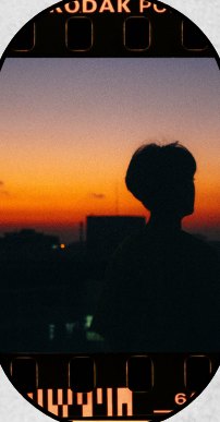 Film karesinde gün batımı silueti